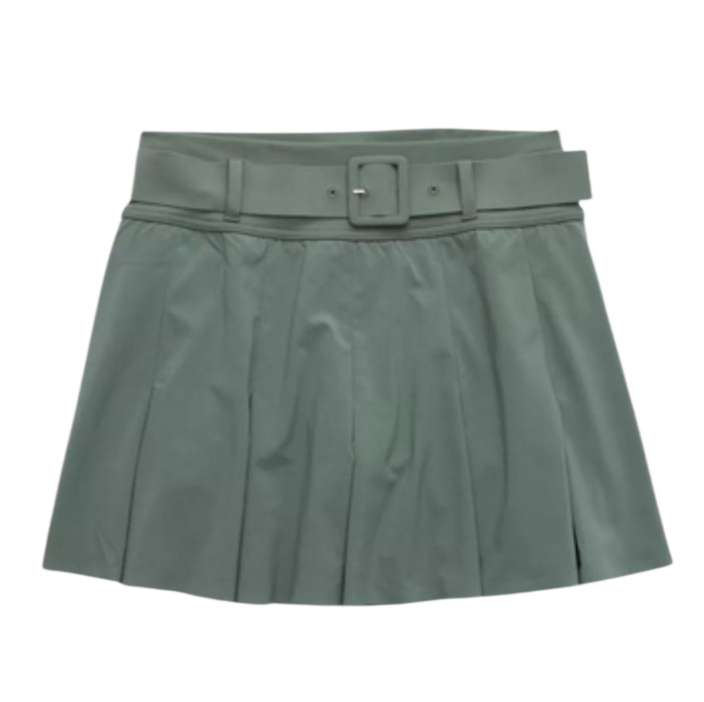 NEW Aerie olive green pleated belted academia tennis pickleball skort skirt XL‎